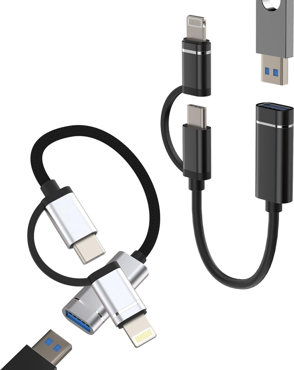 Dailygoods - Lightning naar USB-A Jack Adapter (2 stuks)