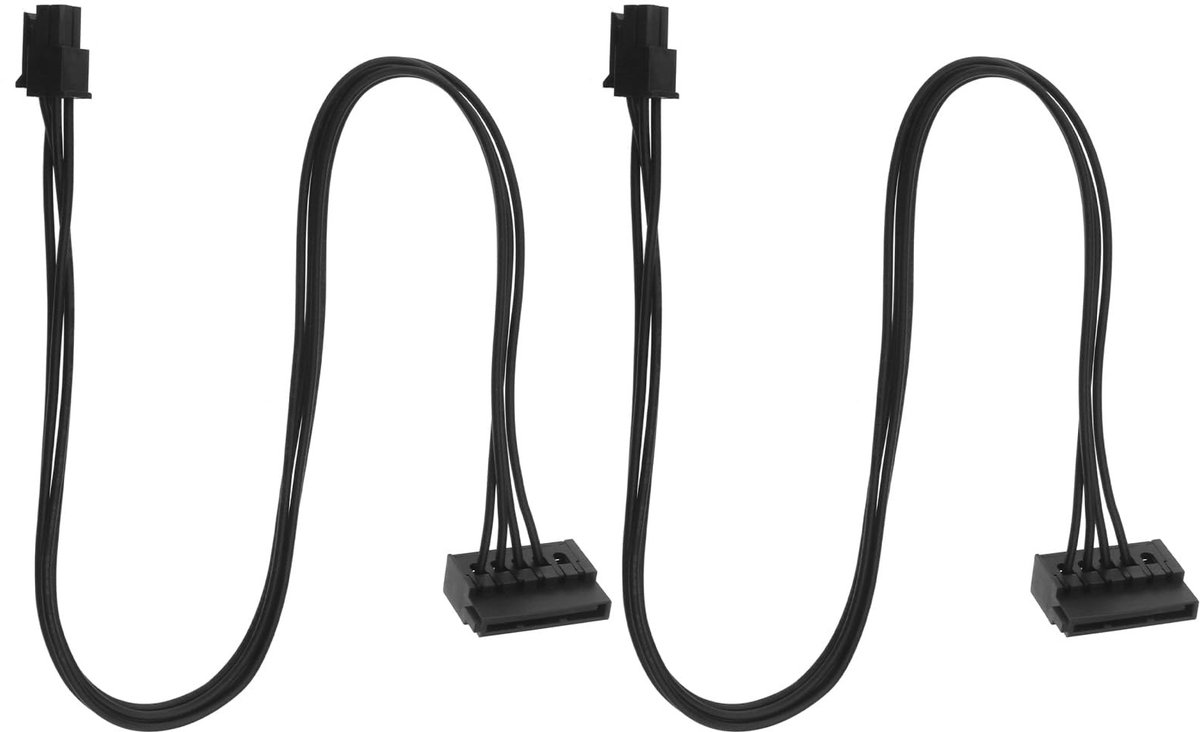 Dailygoods - Mini 4-pins naar 15-pins SATA Stroomkabels, 2 Stuks