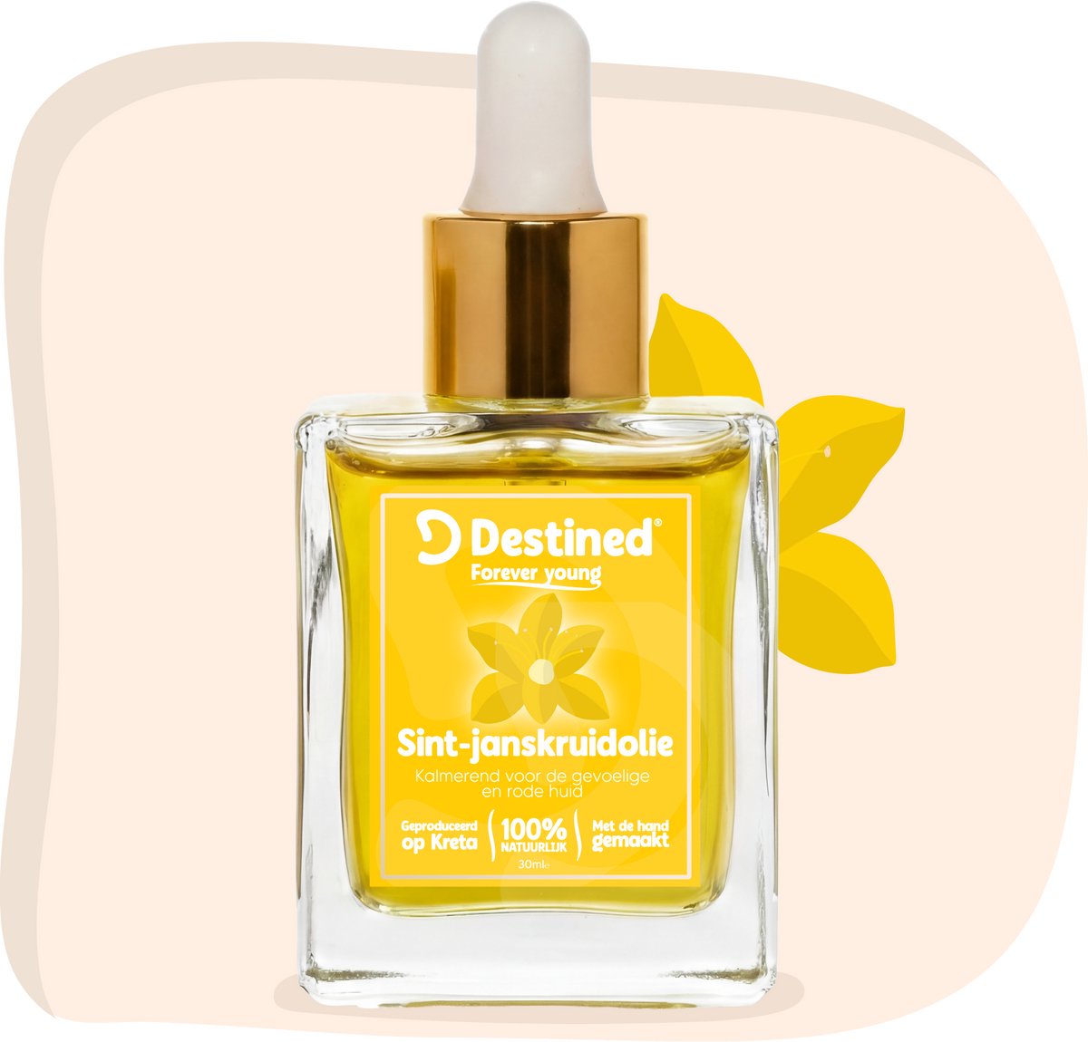 Destined® Sint-Janskruid olie - 30ml - St. John's Wort oil - Voor Rode Huid & Vermoeide Spieren - Verzacht & Ontspant - LET OP: Niet In De Zon - 100% Natuurlijk & Handgemaakt in Griekenland - Huidolie/Massage olie