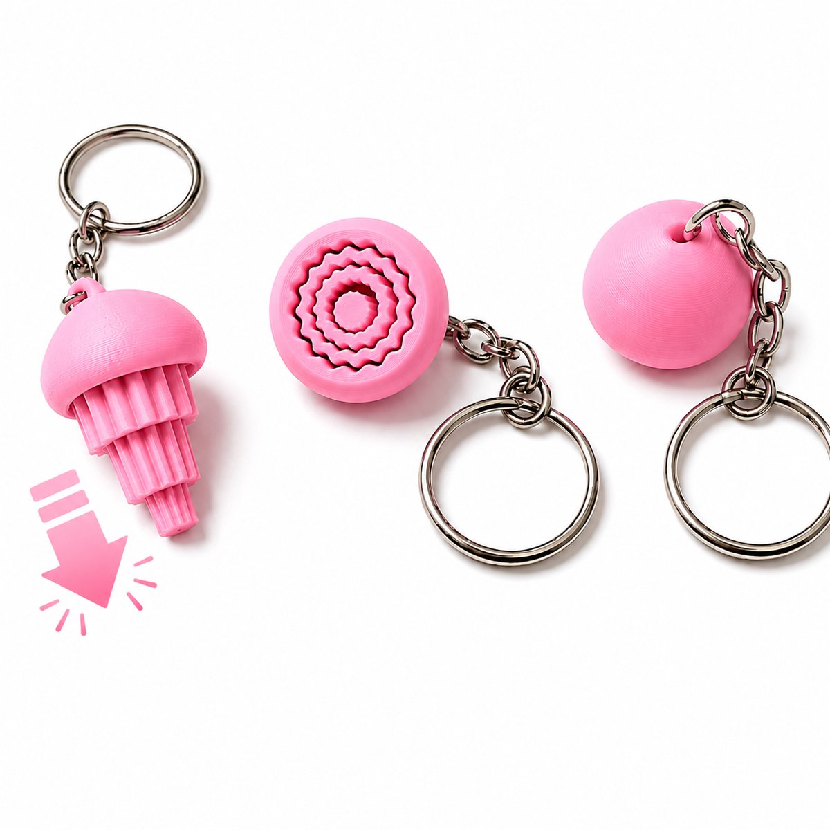 Jellyfish Fidget Toy Sleutelhanger - Anti Stress Speeltje Voor Kinderen En Volwassenen - Sensorisch Friemelspeeltje - Pocket Toy - Fidget Keychain - Cadeau Voor Autisme ADHD Stressvermindering - Print In Place Design - Compact Formaat - Roze