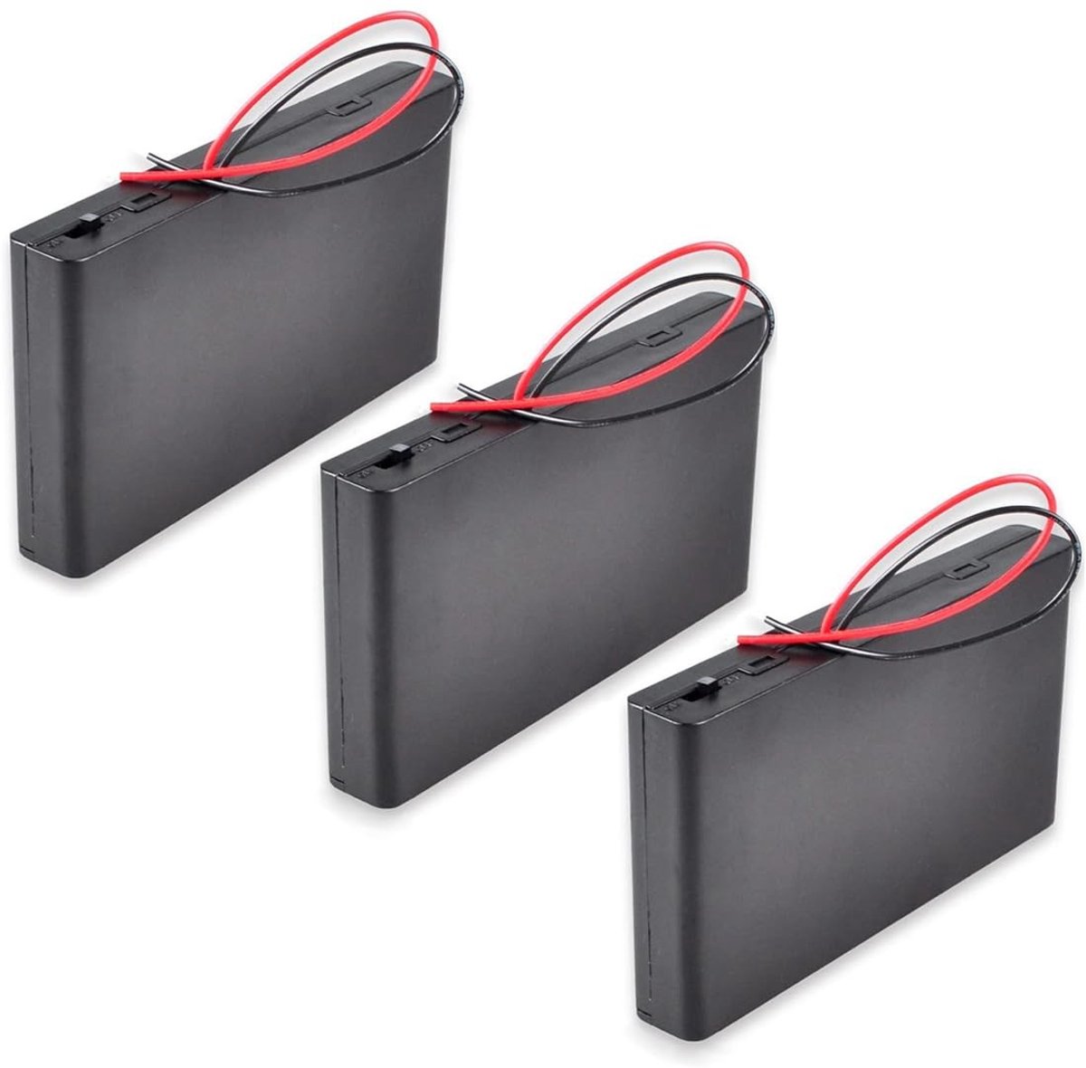 Dailygoods - 3 Stuks 12V Batterijhouder voor 8xAA Batterijen met AAN/UIT Schakelaar
