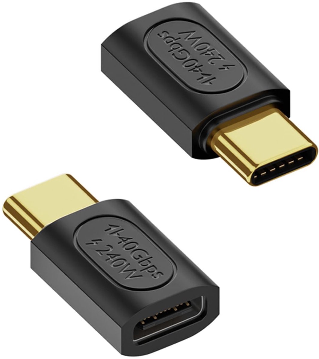 Dailygoods - USB C 4.0 Mannelijk naar Vrouwelijk Adapter, 2 Stuks
