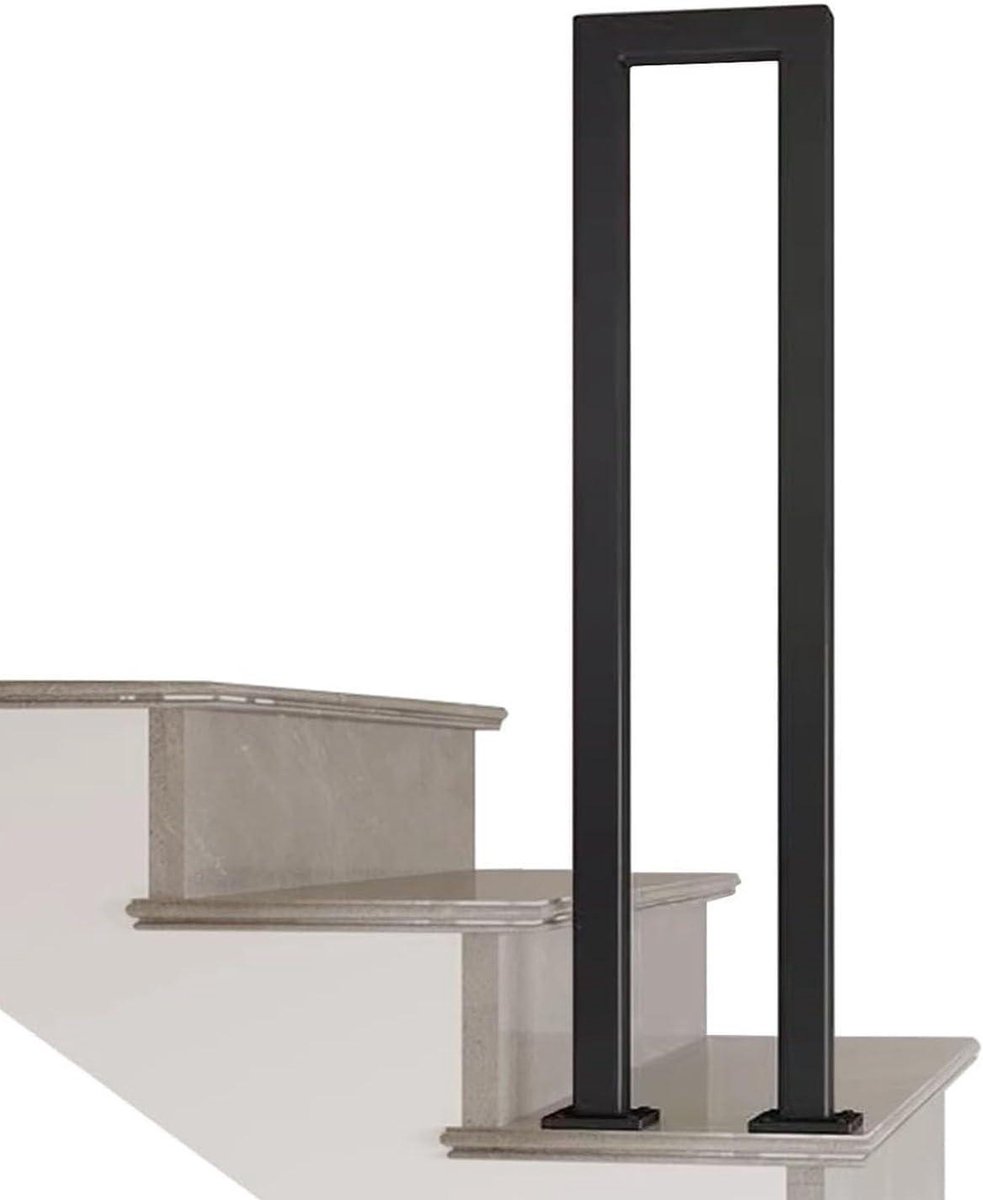 U-vormige trapleuning - Ondersteuningsbar Buiten - Veilig Traplopen - Roestwerende Coating - 35-100 cm - Zwart