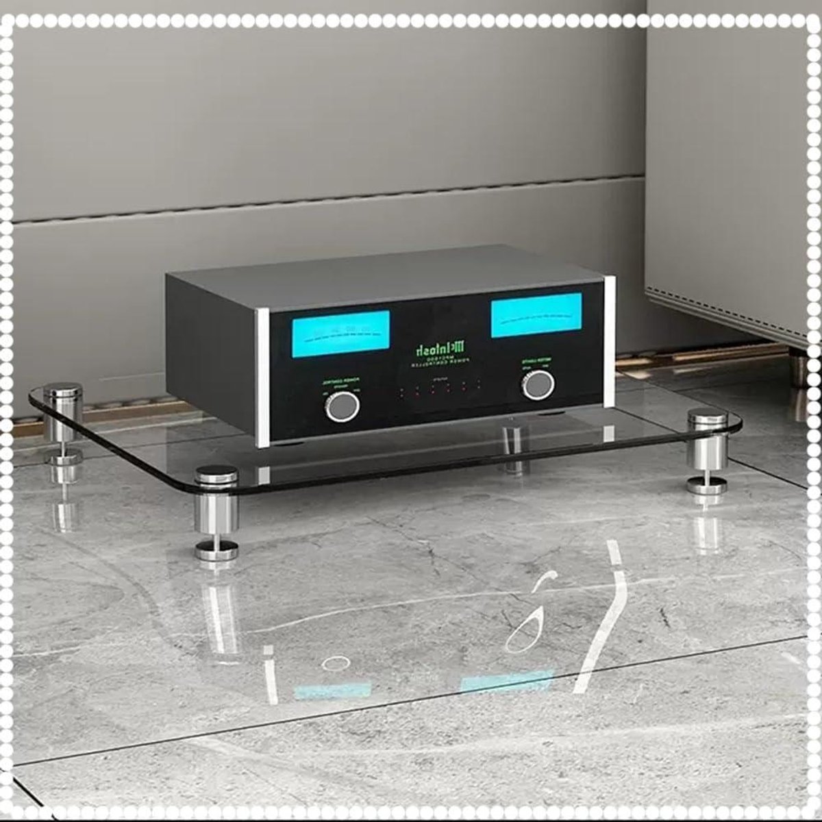 Glazen Media Stand - Audio Meubel - Apparatuur Opbergen - Gehard Glas - 1 Laag - Transparant