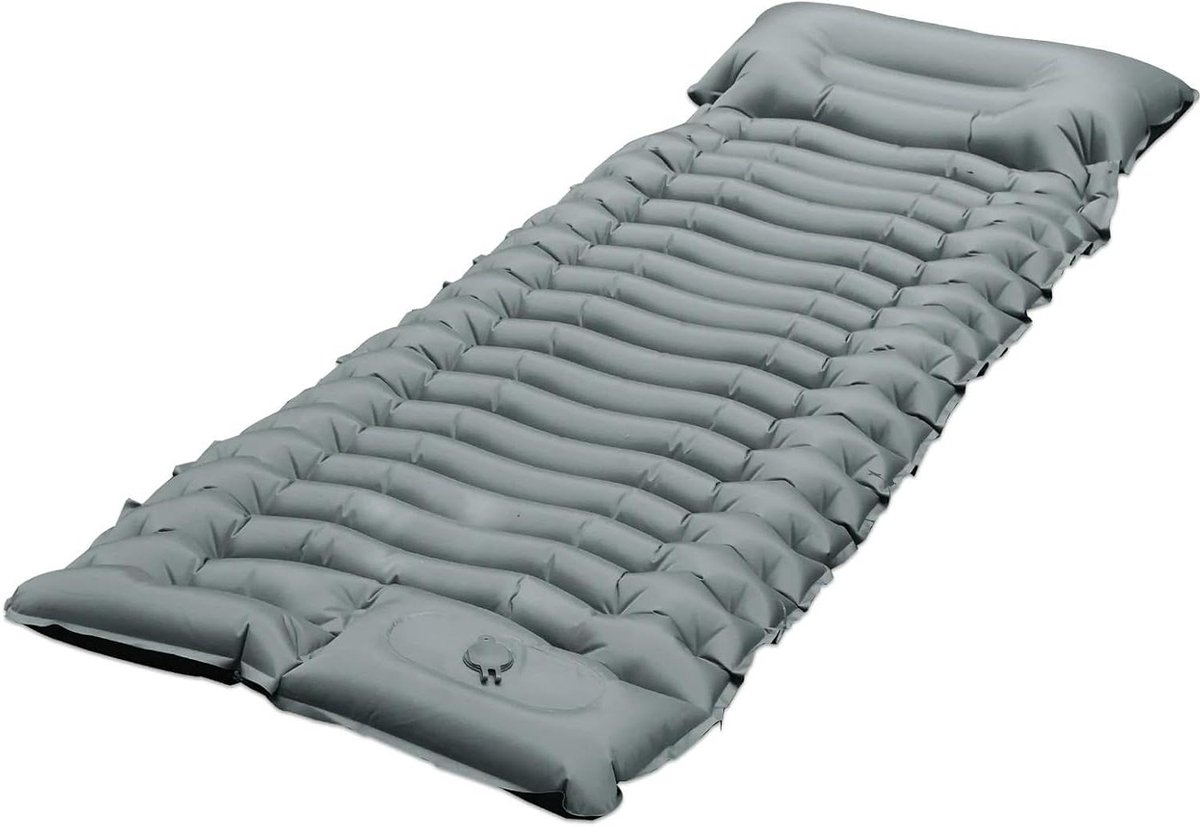 Opblaasbaar Matras - Kampeermatras Kussen - Reizen Auto - Dubbele Versnellingen - One Seat - Lichtgrijs