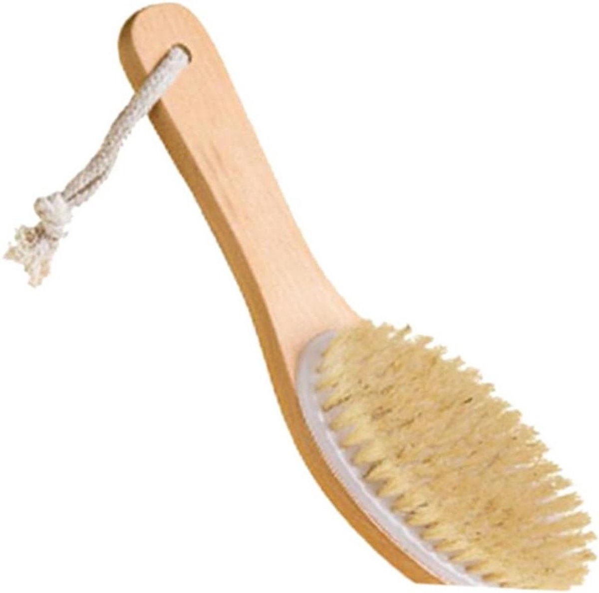 Houten Badborstel - Lichaamsborstel - Huidverzorging - Gebogen Handvat - 25 cm - Natuurlijk