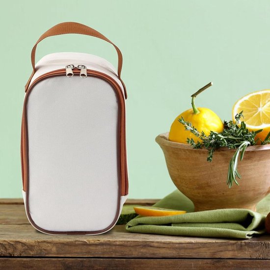 Lunchtas - Opbergtas Handvat - Maaltijd Transport - Geïsoleerd Oxford-doek - 22 x 13 x 10 cm - Wit — afbeelding 2