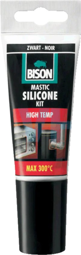 Bison Mastic Silicone Kit tube, zwart, hittebestendig max 300°C.