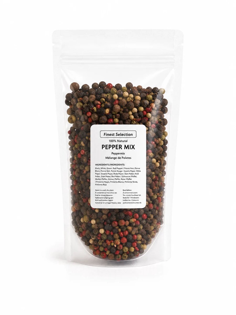 2x Pepermix 5-pepers, peperbolletjes 200g (=400g totaal) | Hersluitbare Stand-up Pouches.