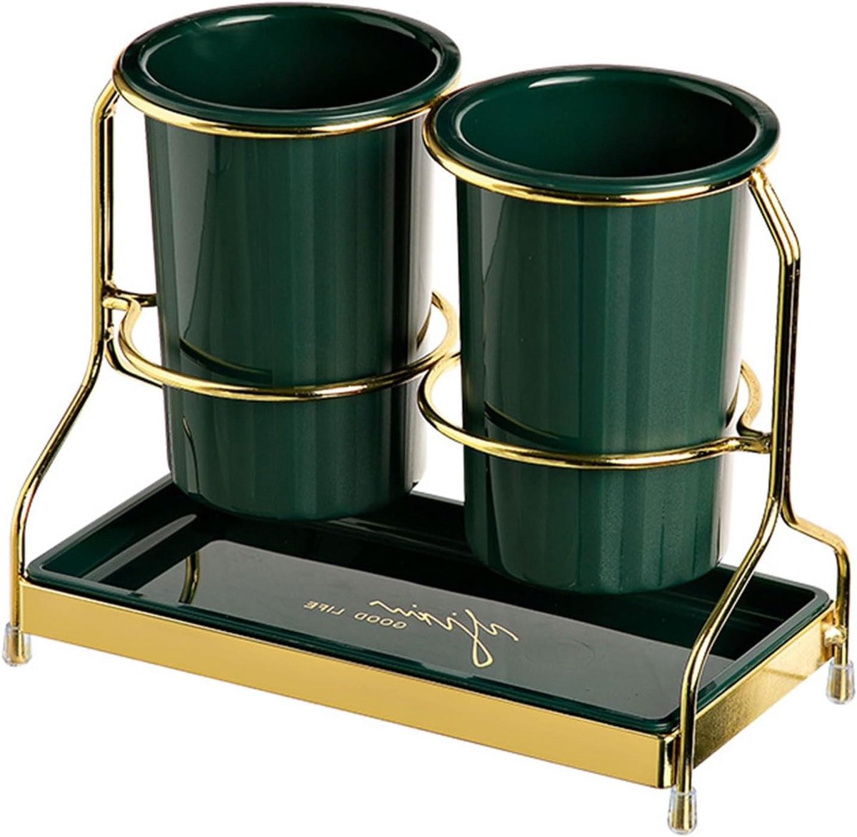 Kookgerei Organizer - Servies Caddy - Keuken Ordenen - Drainage Ontwerp - 2 Delig - Donkergroen