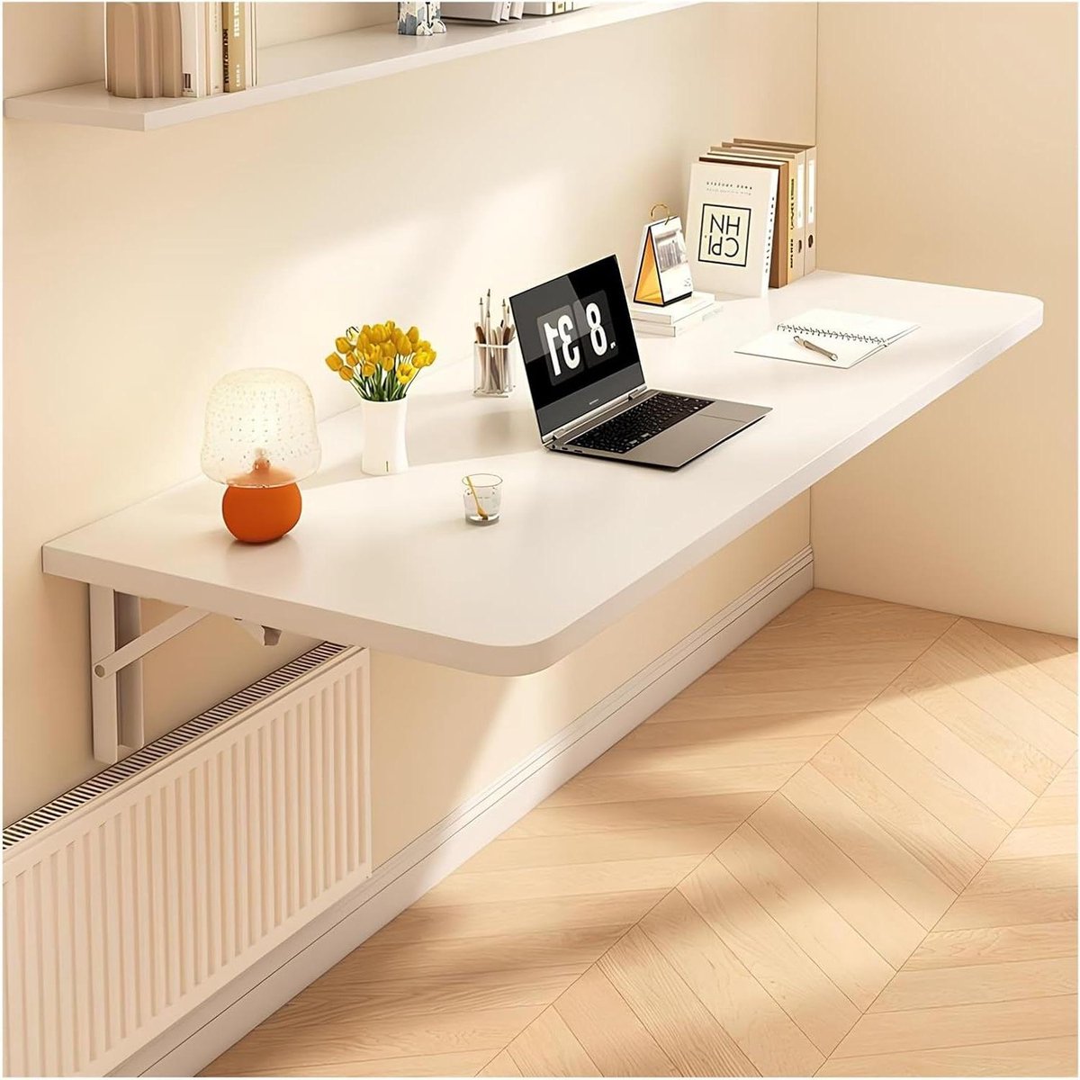 Opvouwbaar Laptopbureau - Wandtafel Klaptafel - Ruimtebesparend Werken - Eenvoudig te Monteren - 120 x 30 cm - Wit
