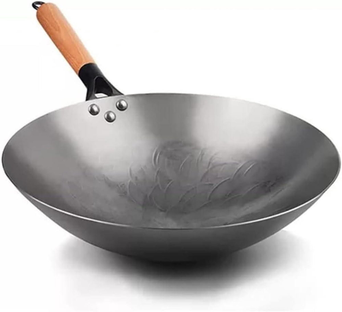 Gietijzeren Wok - Koekenpan - Roerbakken - Ongecoat - 36cm - Zwart