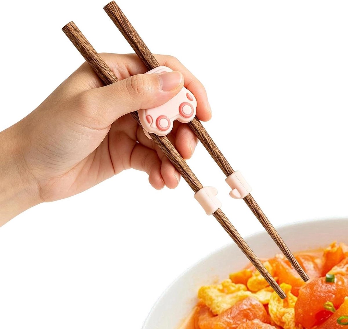 Kinder Eetstokjes - Oefen Stokjes - Zelfstandig Eten - Schattig Auto Design - 4x18.1cm - Roze