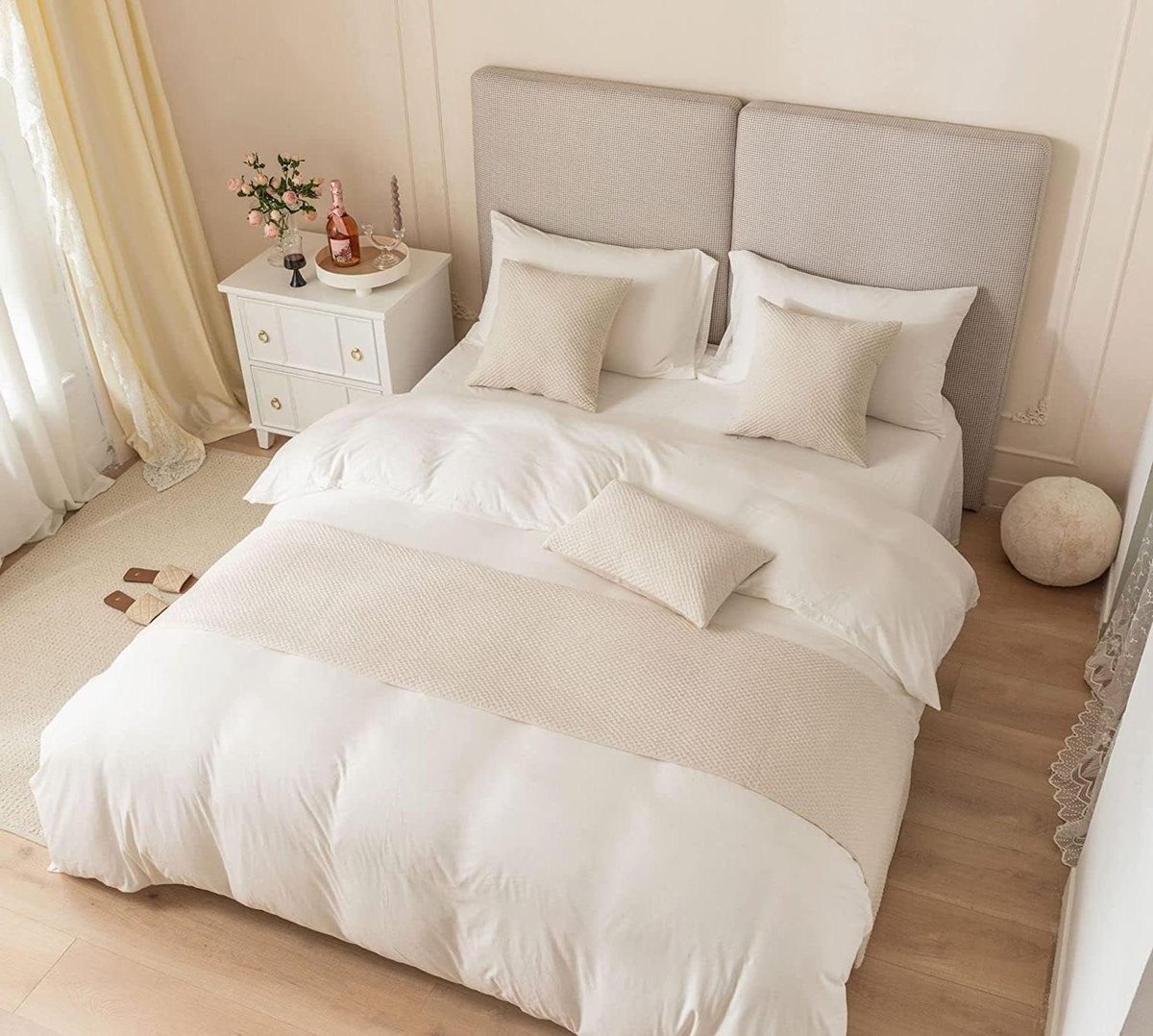 Zachte Bedloper - Bed Sjaal - Slaapkamer Decoratie - Vervaagt Niet - 45x240 cm - Gestreept