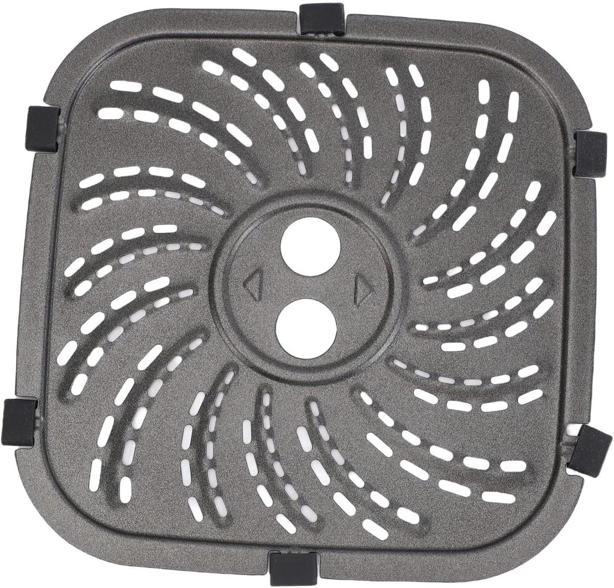 Airfryer Grillplaat Crisper Pan Inzetmand Bakken en Grillen Roestvrij Staal 22.5x22.5cm Zilver