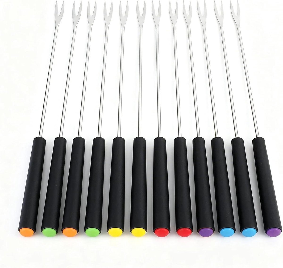 12 Pieces Marshmallow Skewers, Stainless Steel Fondue Forks Set with Plastic Handle, 24 cm Long Skewers for Cheese Fondue, Chocolate Fondue, Grilling Marshmallows by the Campfire or as