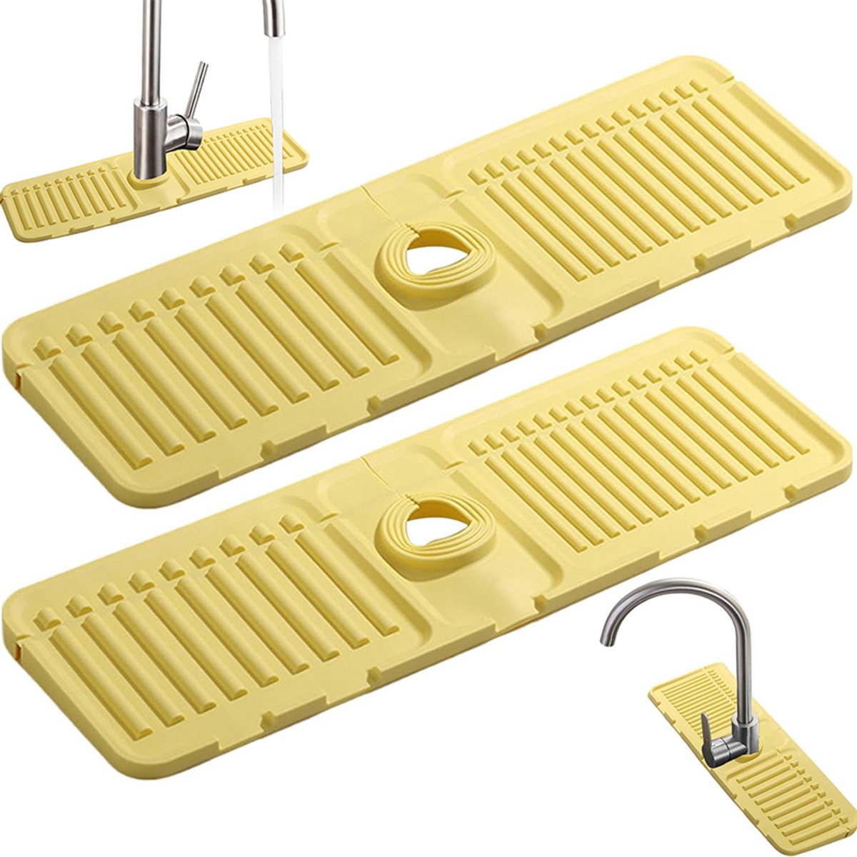 2 stuks - Siliconen kraanmat - Keukenkraanmat - Afvoermat voor kraan - Absorberende mat vo