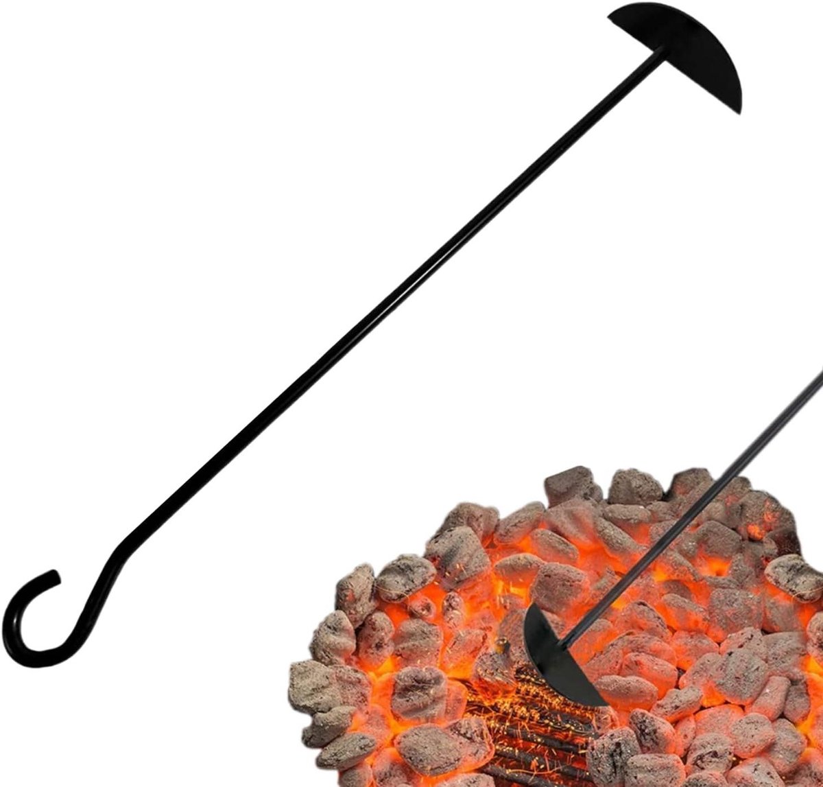 Steenkoolhark - Reinigingsgereedschap - Oven reinigen - Hittebestendige coating - 54 cm - Zwart