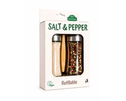 Peper- en Zout Stel | Keltisch Zeezout 150g+Pepermix 80g | Hervulbare Glazen Molens