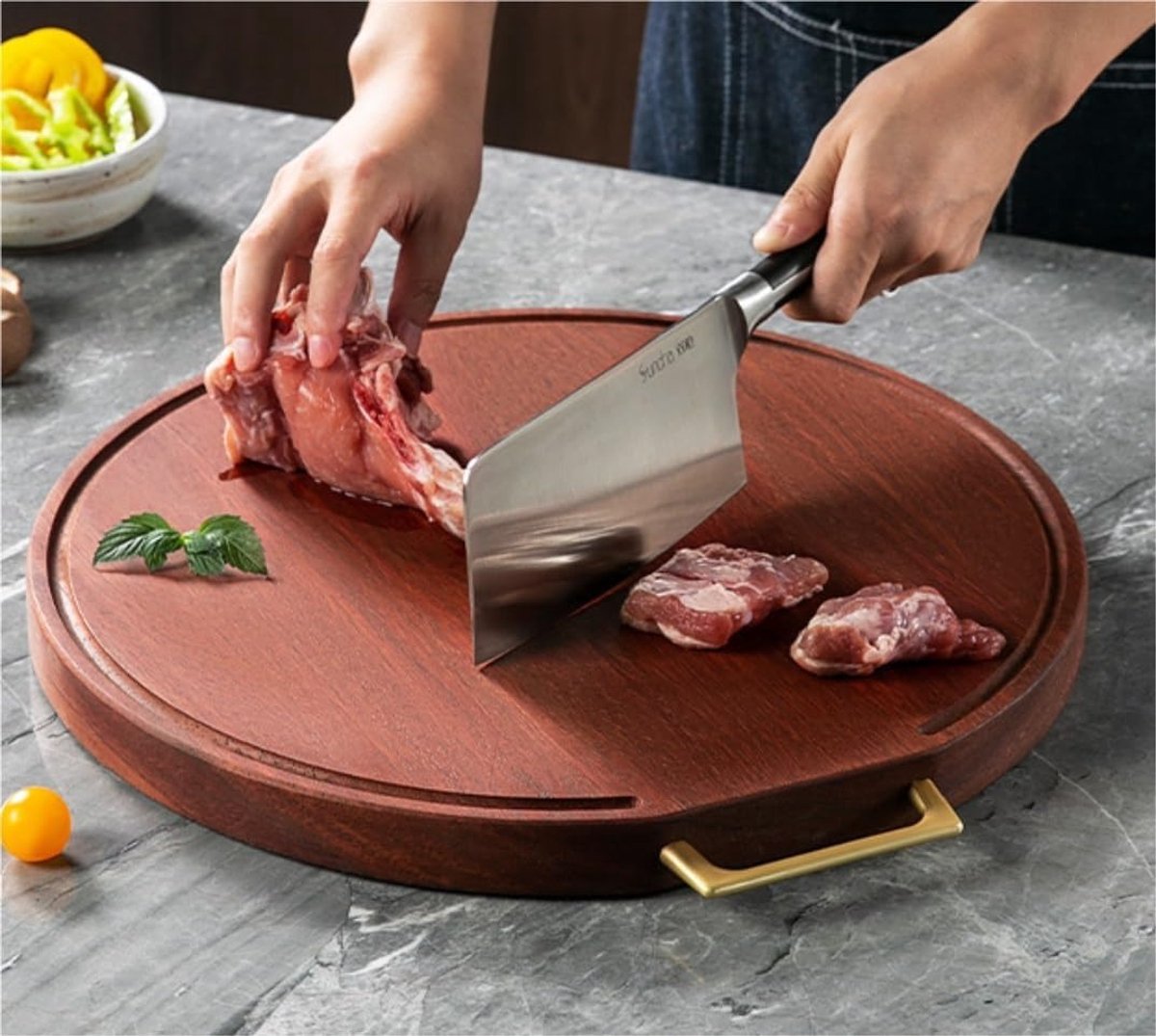 Houten Snijplank - Hakblok Tafel - Keukenwerkzaamheden - Gepersonaliseerd Cadeau - 36x36cm — cadeau in Cadeau-ideeën - foto 5