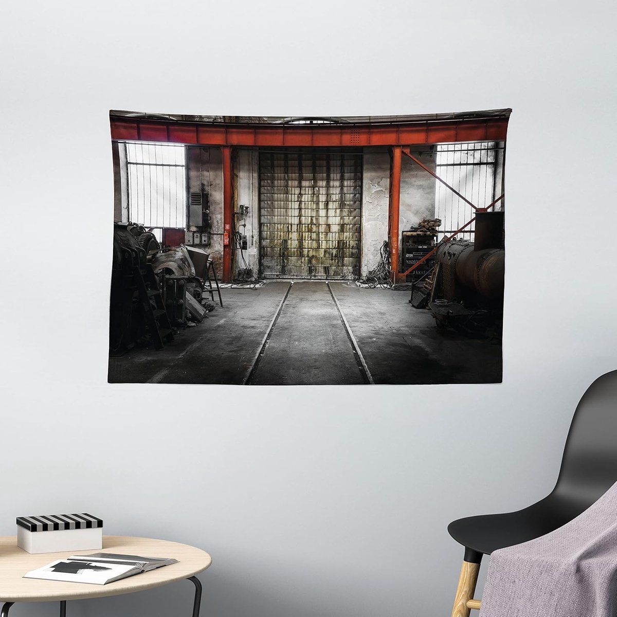 ABAKUHAUS Industrieel Wandtapijt, Roest Opslag, Woonkamer Slaapkamer Wanddoek Zijdezacht Satijn Tapijt, 150 x 100 cm, Meerkleurig Roodgrijs