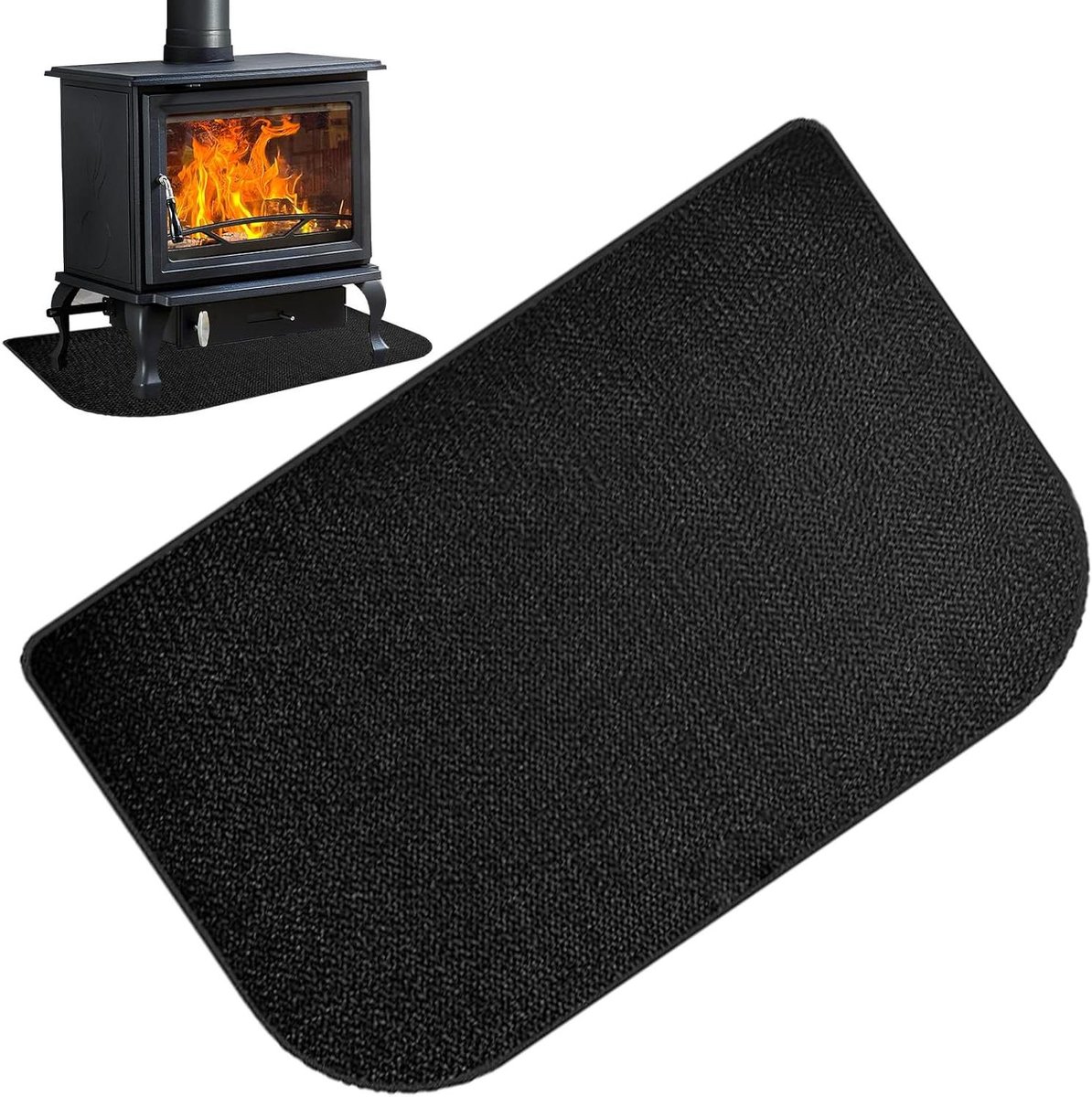 Haardmat - Vloerbeschermer - Veilig Stoken - Hittebestendig Materiaal - 100x60 cm - Zwart