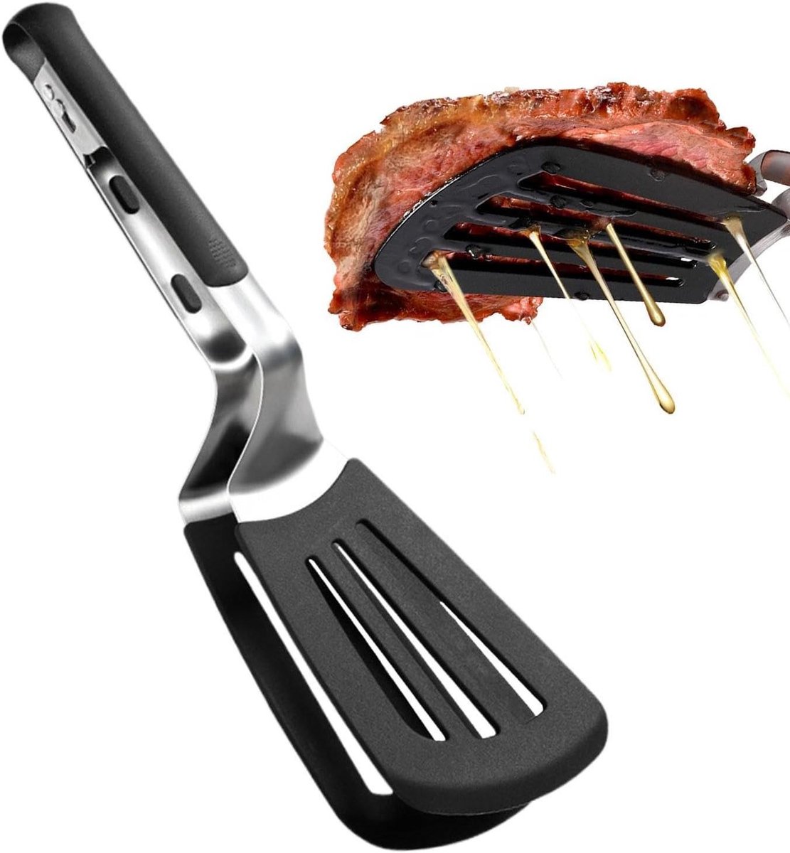 Spatel Tang - Kookgerei Keuken - Gerechten Draaien - Anti-verbranding Grip - 348 cm - Zwart