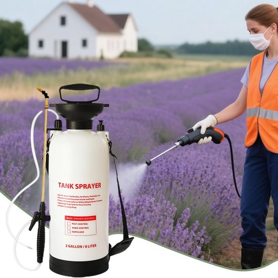 Drukspuit Tuinspuit - Handpomp Spuit - Planten Verzorgen - Dubbele Lange Lans - 8L Capaciteit - Groen — afbeelding 3