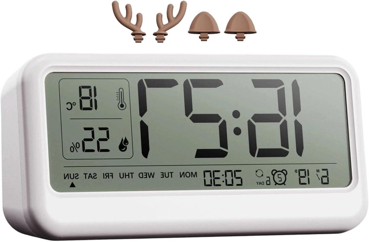 Digitale Wekker - Bureauklok LED - Wakker Worden - Dubbele Alarmen - N.v.t. - Wit