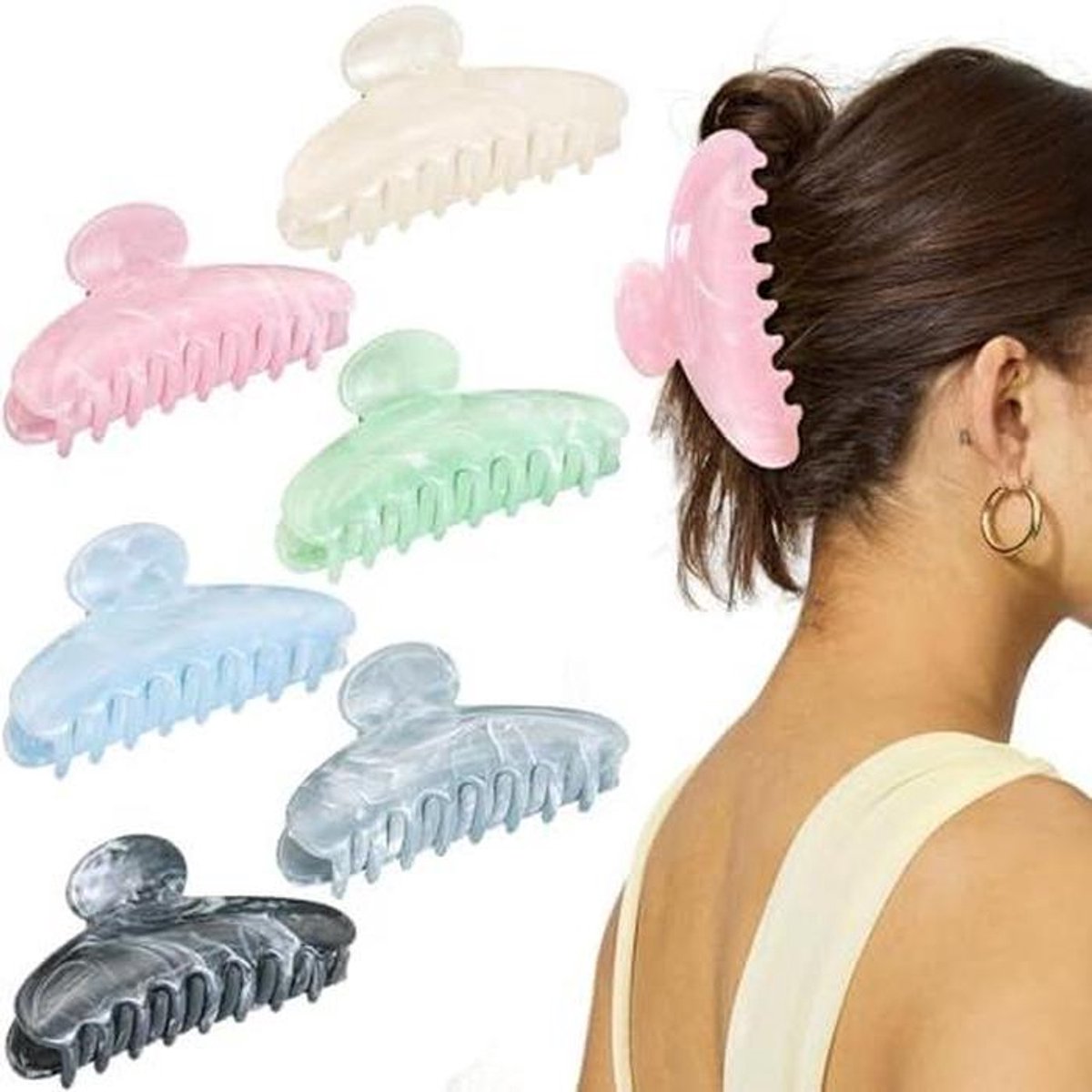 Haarspelden Set - Grote Clips - Kapsels Maken - Antislip Grip - 6 Stuks - Multicolor