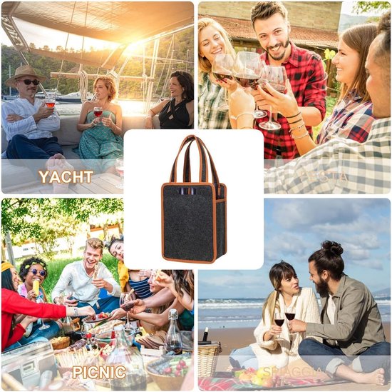 Felt Wine Bag - Bottle Carrier - Elegant Transport - Insulating Properties - 24x18x33 cm - Multicolor — afbeelding 5