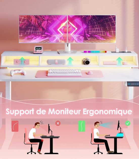 Gaming Bureau met LED Verlichting - Computertafel - Computermeubel - Design — afbeelding 5