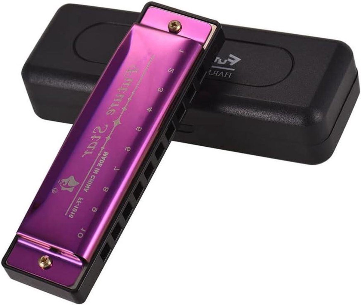 Mondharmonica - Bluesharp Diatonisch - Muziek Maken - ABS Spiegelontwerp - 10 Gaten - Paars
