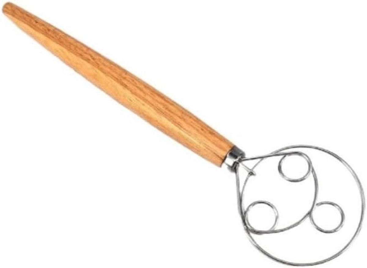Deegklopper - Meelspiraal mixer - Deeg mengen - Eikenhouten handvat - 333 cm - Geel