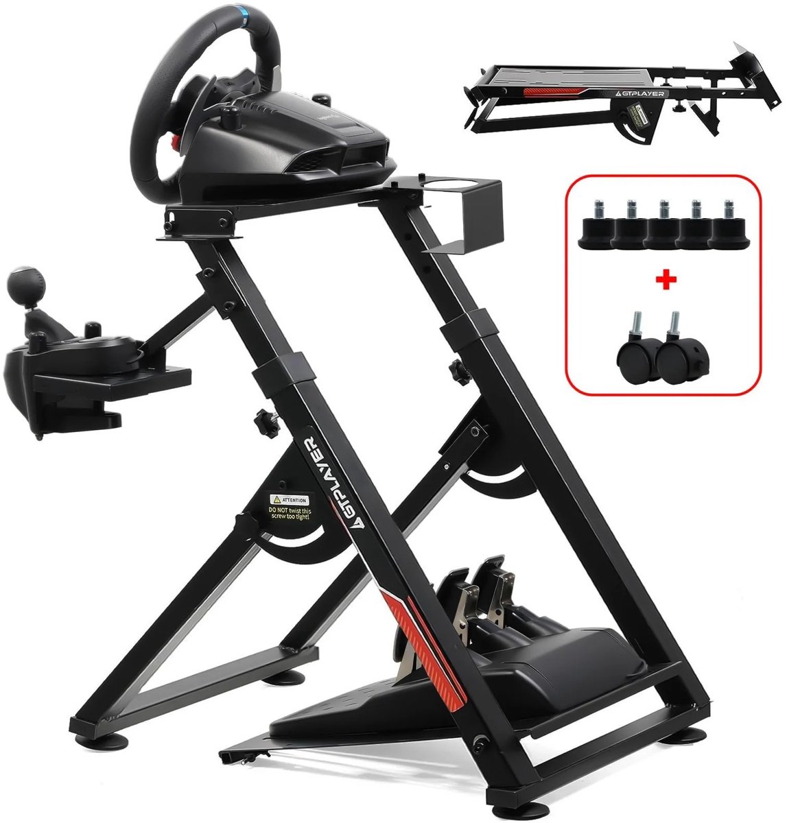 NordHaus Stuurwielstandaard - Sim Racing Cockpit Frame - Verstelbare Racing Wheel Stand met Versnellingspookhouder - Opvouwbaar - Zwart