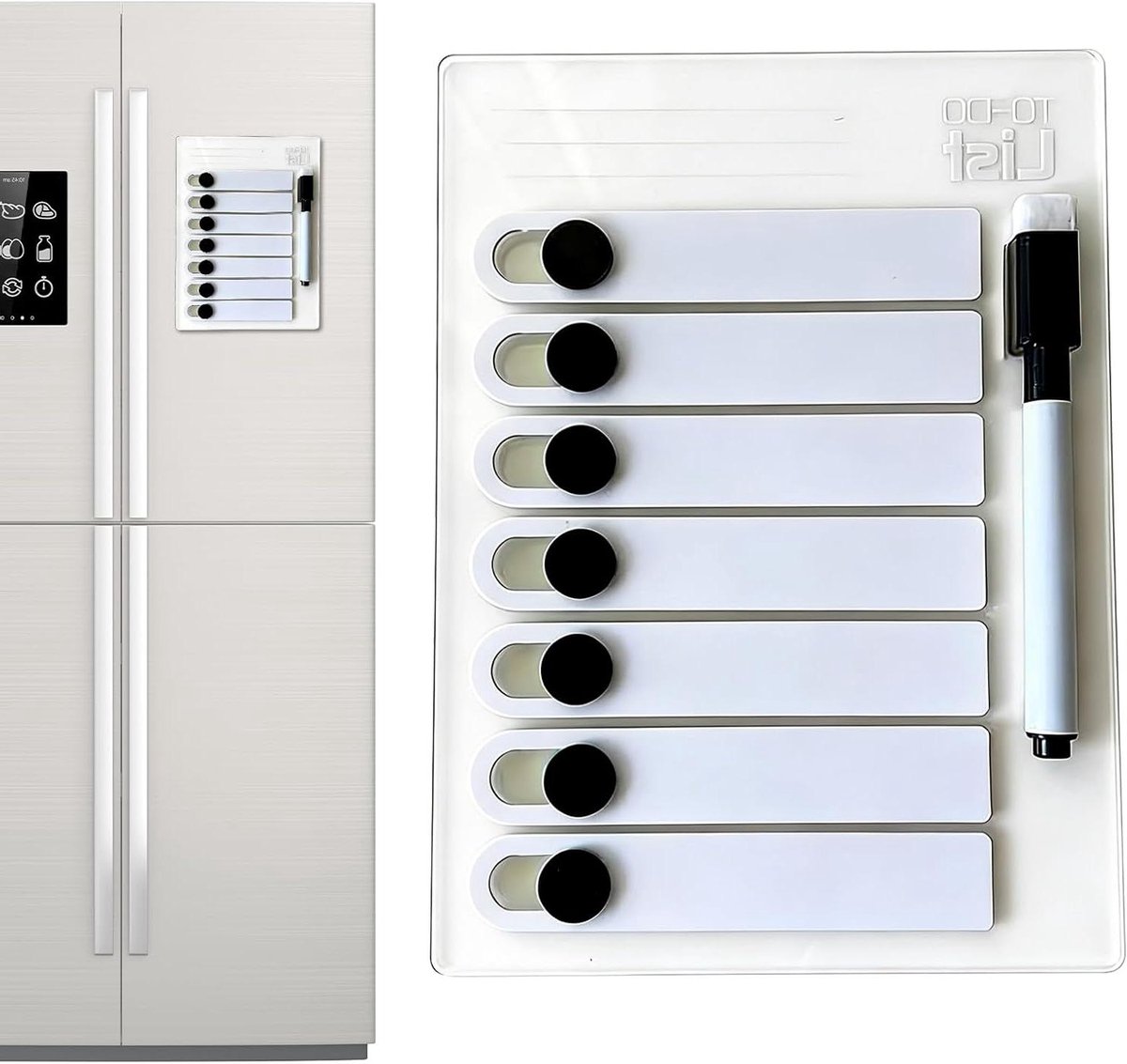 Boodschappenlijstje Koelkast - Huishoudplanner Notitieblok - Keuken Organisatie - Afwasbaar Waterdicht - 10.2 x 5.2 cm - Wit