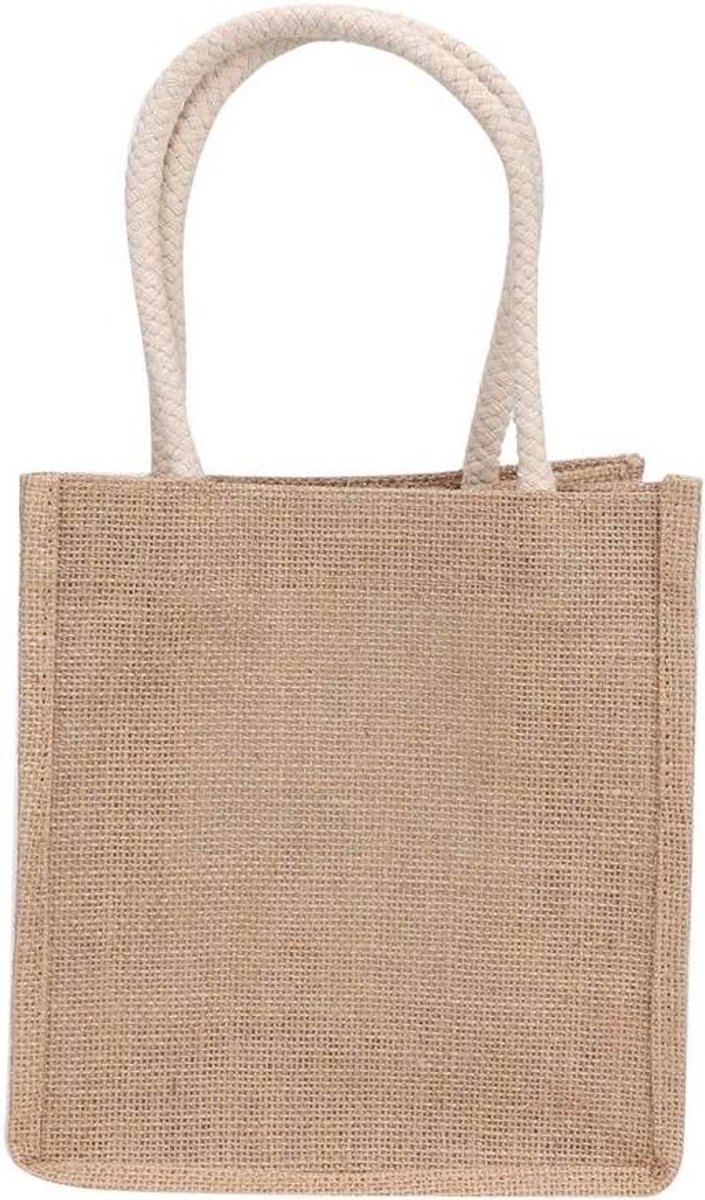 Jute Draagtas - Modieuze tas - Boodschappen doen - Waterdichte voering - Klein formaat - Geel