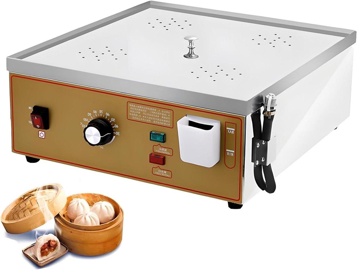 Elektrische Stoomkoker - Dim Sum Maker - Broodjes Stomen - Droogkookalarm - 4 Gaten - Zilver