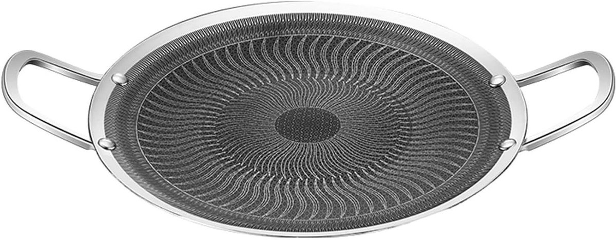 Grill Pan - Bakplaat - Buiten koken - Anti-aanbak laag - 34 cm - Zilver