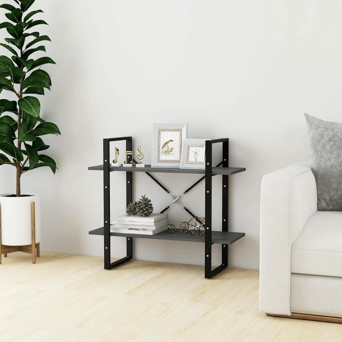 Boekenkast met 2 niveaus - Opbergrek - Boeken Opbergen - Massief grenenhout - 80x30x70 cm