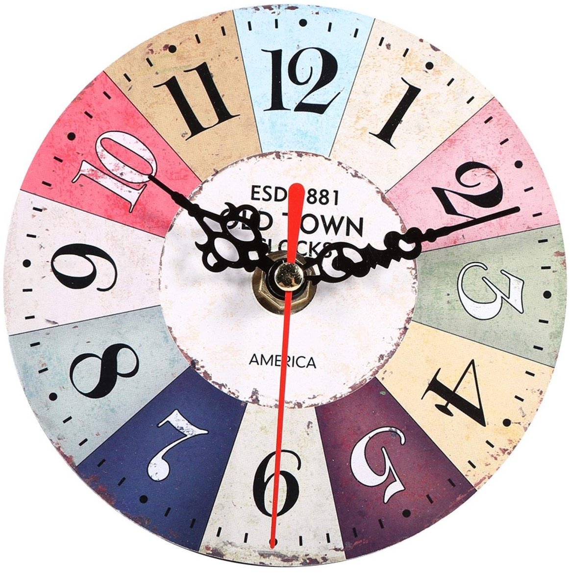 Dailygoods - Innovra - Dailygoods - Dailygoody - Retro Wandklok - Houten Ronde Klok - Batterij Aangedreven - Stijlvolle Muurdecoratie - Voor Thuis en Kantoor - Perfect voor Slaapkamer en