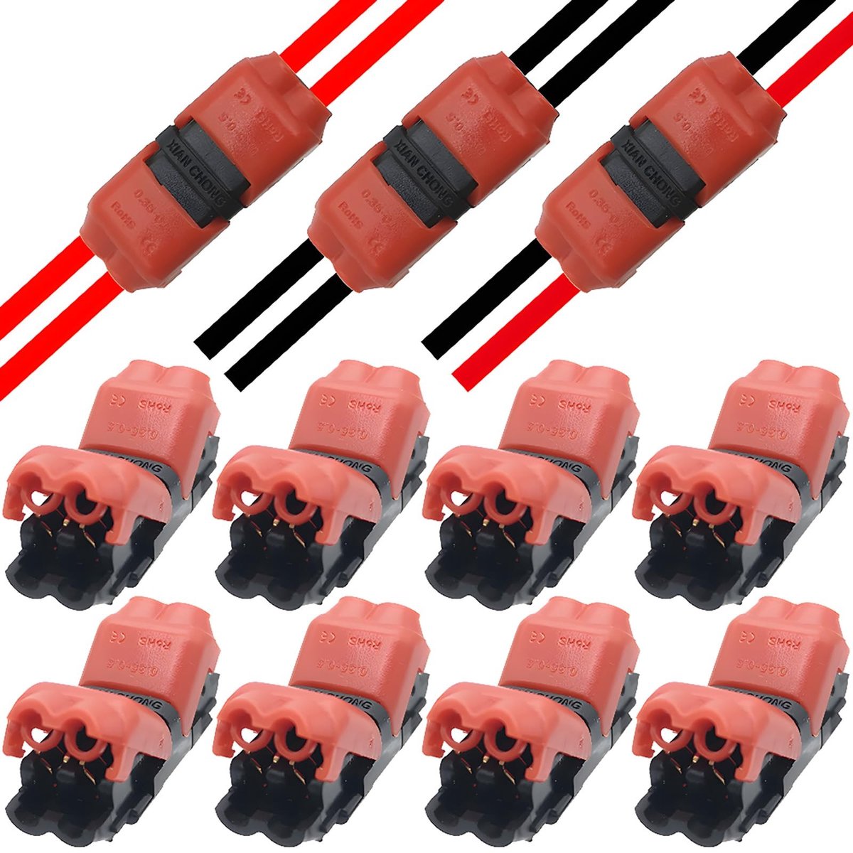 Dailygoods - Dailygoody - Laagspanning Draadconnectoren - 2-polig - Compact zonder Gereedschap - Universeel - Waterdicht - Kabelconnector 8 stuks