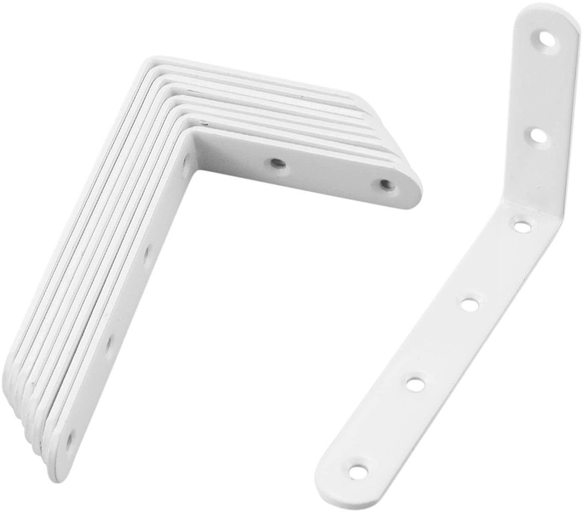 Dailygoods - Cosensi - Dailygoody - Plank Beugel - Ondersteuning voor Planken - Roestvrij Staal Wit - Wandsteun - Muurmontage - Geschikt voor Vitrines en Boekenkasten