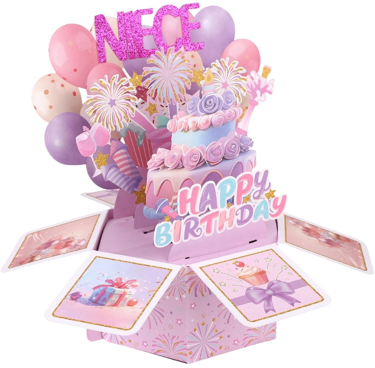 Dailygoods - Kleurrijke 3D Pop-up Verjaardagskaart voor Nichtjes met Envelop
