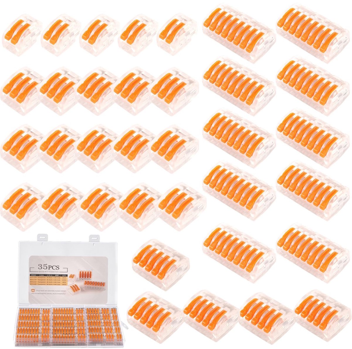 Dailygoods - QCTrial - Dailygoods - Cosensi - Dailygoody - Cable Connector Set - 35 Stuks - Voor elektrische kroonluchters - Compacte set - Ideaal voor kabelverbindingen - Veilig en betrouwba
