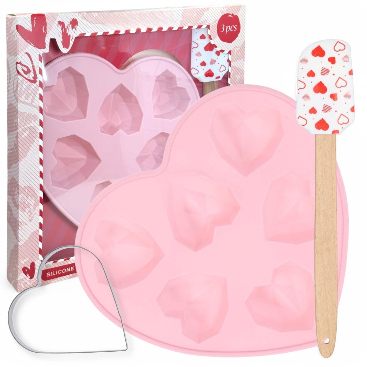 Dailygoods - Hart-Bakset met Siliconen Bakvorm en Gereedschap