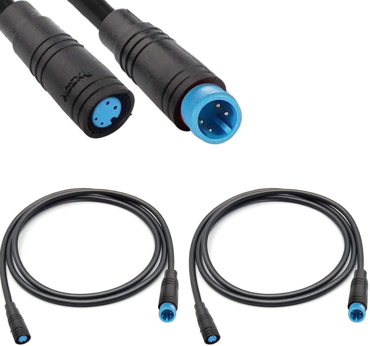 Dailygoods - 2 Stuks 4-polige Verlengkabels voor E-Bikes