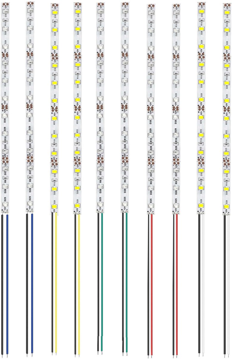 Dailygoods - Innovra - Dailygoods - 10 Stuks Voorbedrade LED Strips 200mm, Diverse Kleuren