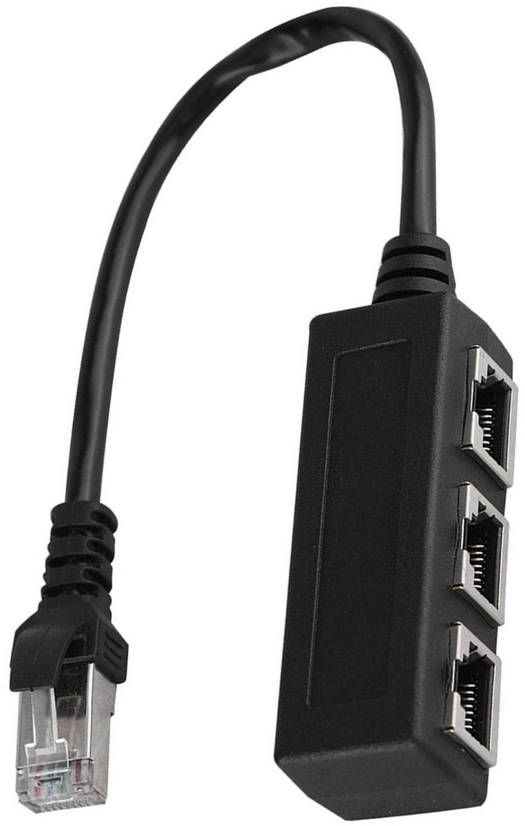 Dailygoods - Ethernet Splinter Adapter met 1 Mannelijke en 3 Vrouwelijke Poorten RJ45