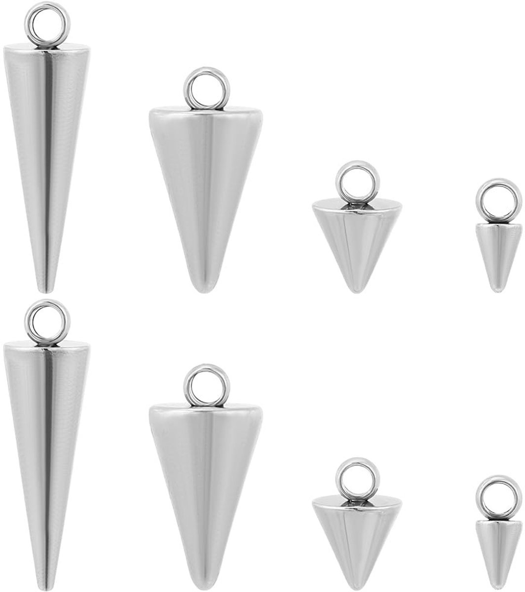 Dailygoods - Set van 8 Roestvrijstalen Kegelhangers voor Sieraden